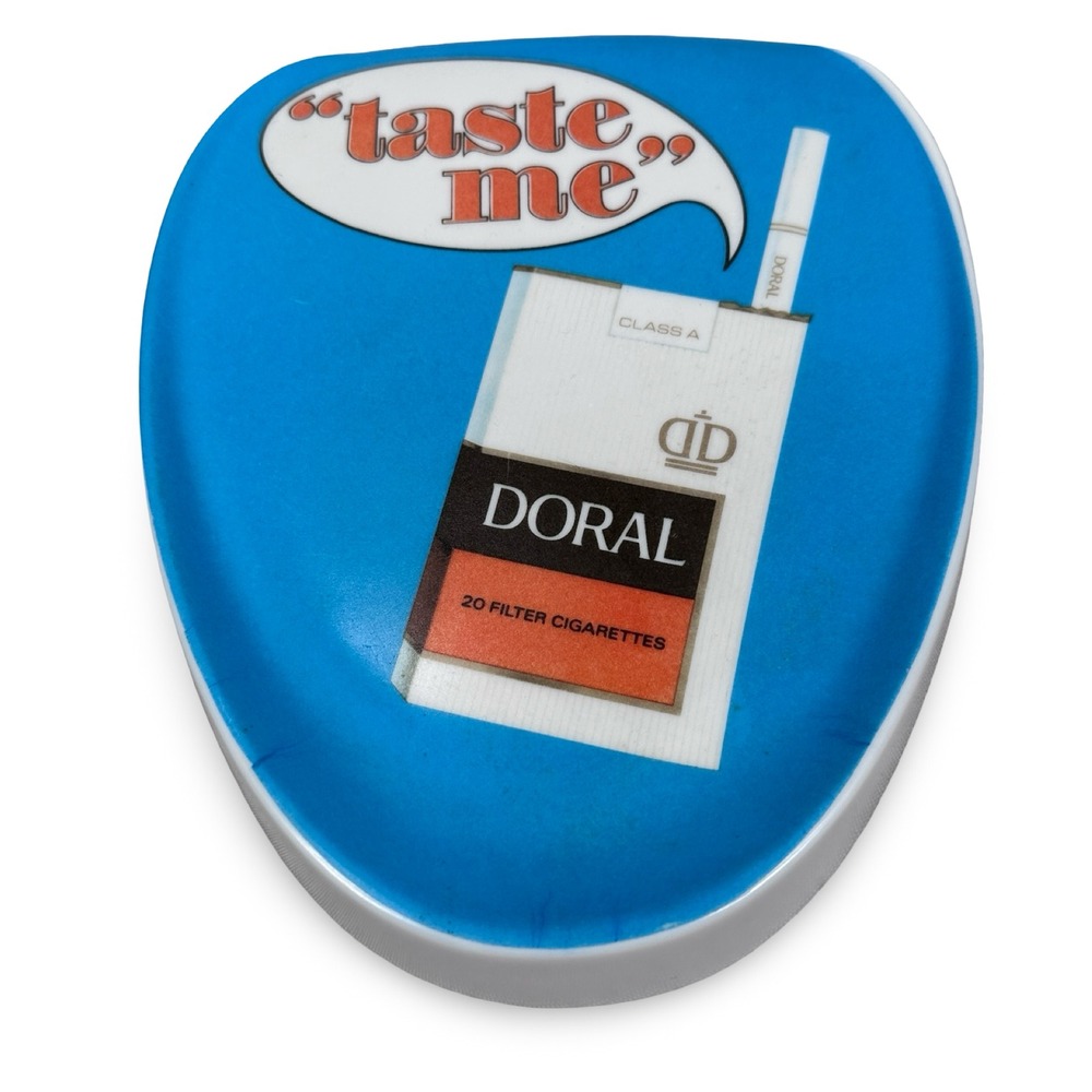Vintage Doral Cigarette Taste Me Advertising Ashtray Blue White Tobacciana